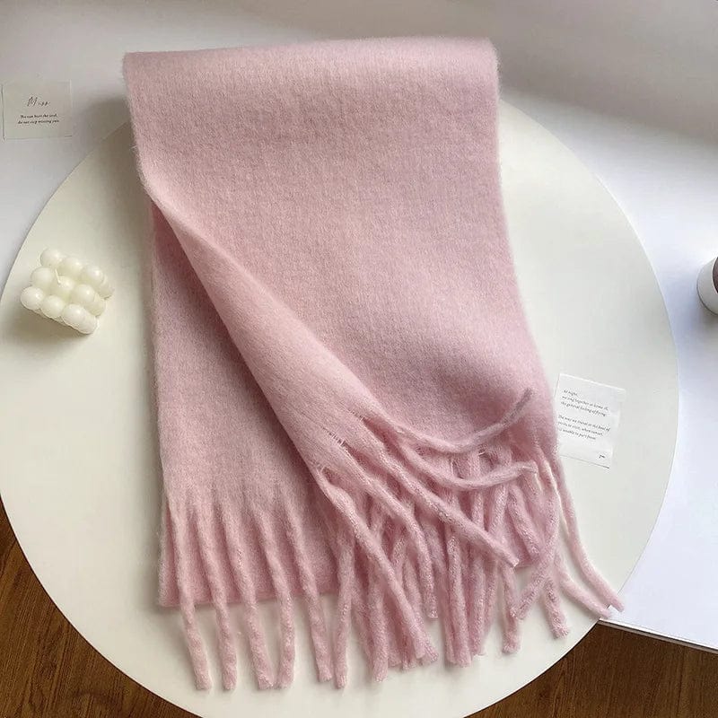 Winter Scarf Women Luxury Autumn Winter Cashmere Scarf Thickened Warm Shawl Classic Tassels Fluffy Scarf Solid Color Soft Shawl - SHOWLU FASHION STORE