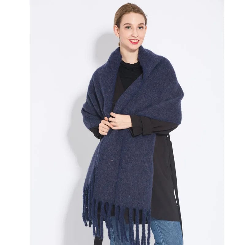 Winter Scarf Women Luxury Autumn Winter Cashmere Scarf Thickened Warm Shawl Classic Tassels Fluffy Scarf Solid Color Soft Shawl - SHOWLU FASHION STORE