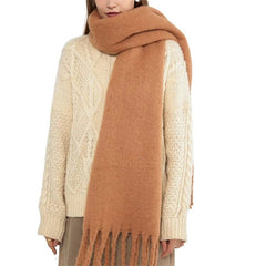Winter Scarf Women Luxury Autumn Winter Cashmere Scarf Thickened Warm Shawl Classic Tassels Fluffy Scarf Solid Color Soft Shawl - SHOWLU FASHION STORE