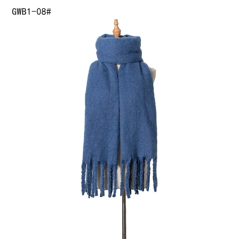 Winter Scarf Women Luxury Autumn Winter Cashmere Scarf Thickened Warm Shawl Classic Tassels Fluffy Scarf Solid Color Soft Shawl - SHOWLU FASHION STORE