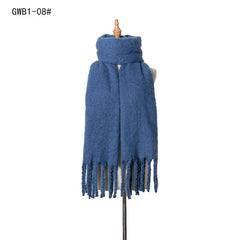 Winter Scarf Women Luxury Autumn Winter Cashmere Scarf Thickened Warm Shawl Classic Tassels Fluffy Scarf Solid Color Soft Shawl - SHOWLU FASHION STORE