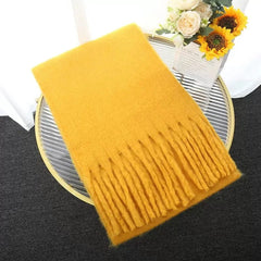 Winter Scarf Women Luxury Autumn Winter Cashmere Scarf Thickened Warm Shawl Classic Tassels Fluffy Scarf Solid Color Soft Shawl - SHOWLU FASHION STORE