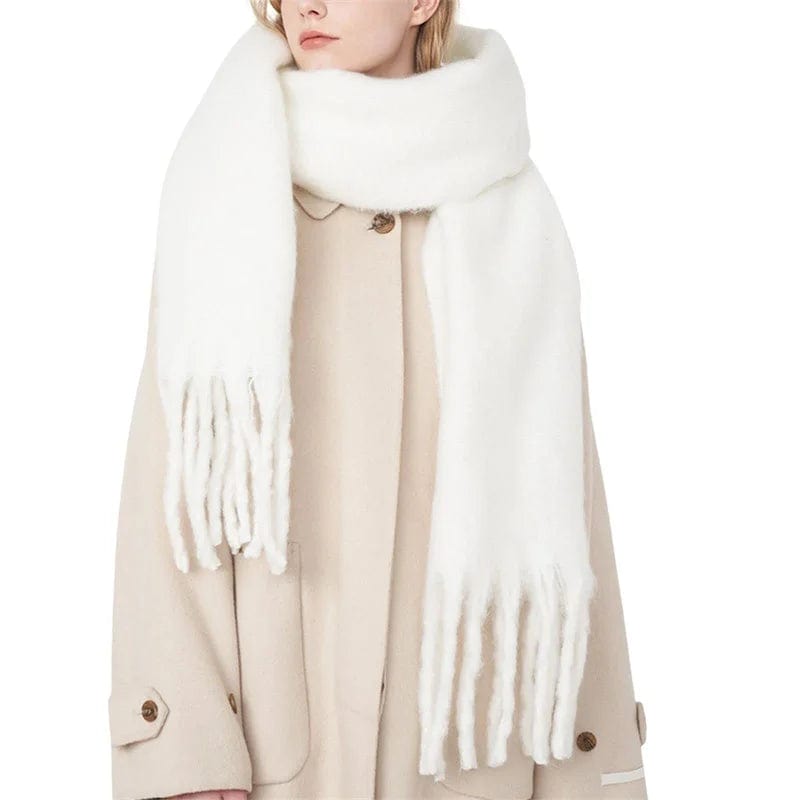 Winter Scarf Women Luxury Autumn Winter Cashmere Scarf Thickened Warm Shawl Classic Tassels Fluffy Scarf Solid Color Soft Shawl - SHOWLU FASHION STORE