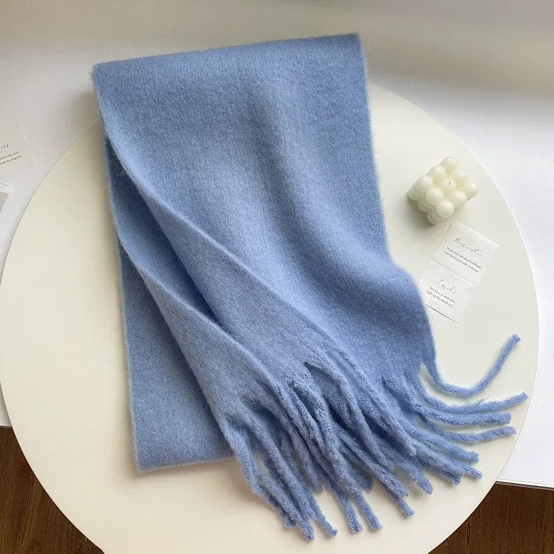 Winter Scarf Women Luxury Autumn Winter Cashmere Scarf Thickened Warm Shawl Classic Tassels Fluffy Scarf Solid Color Soft Shawl - SHOWLU FASHION STORE