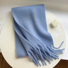 Winter Scarf Women Luxury Autumn Winter Cashmere Scarf Thickened Warm Shawl Classic Tassels Fluffy Scarf Solid Color Soft Shawl - SHOWLU FASHION STORE