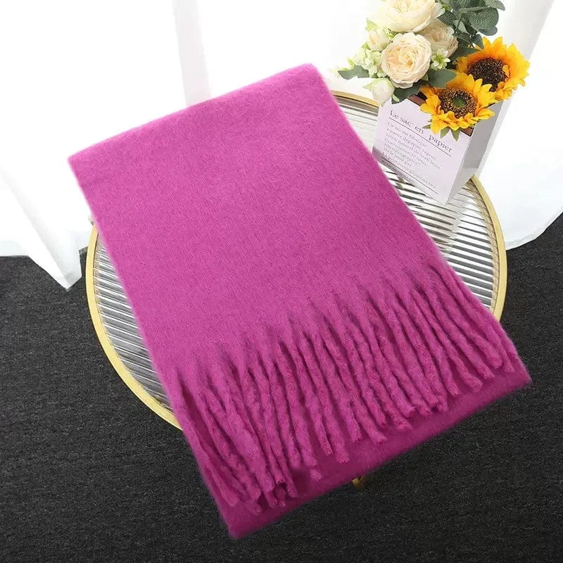 Winter Scarf Women Luxury Autumn Winter Cashmere Scarf Thickened Warm Shawl Classic Tassels Fluffy Scarf Solid Color Soft Shawl - SHOWLU FASHION STORE