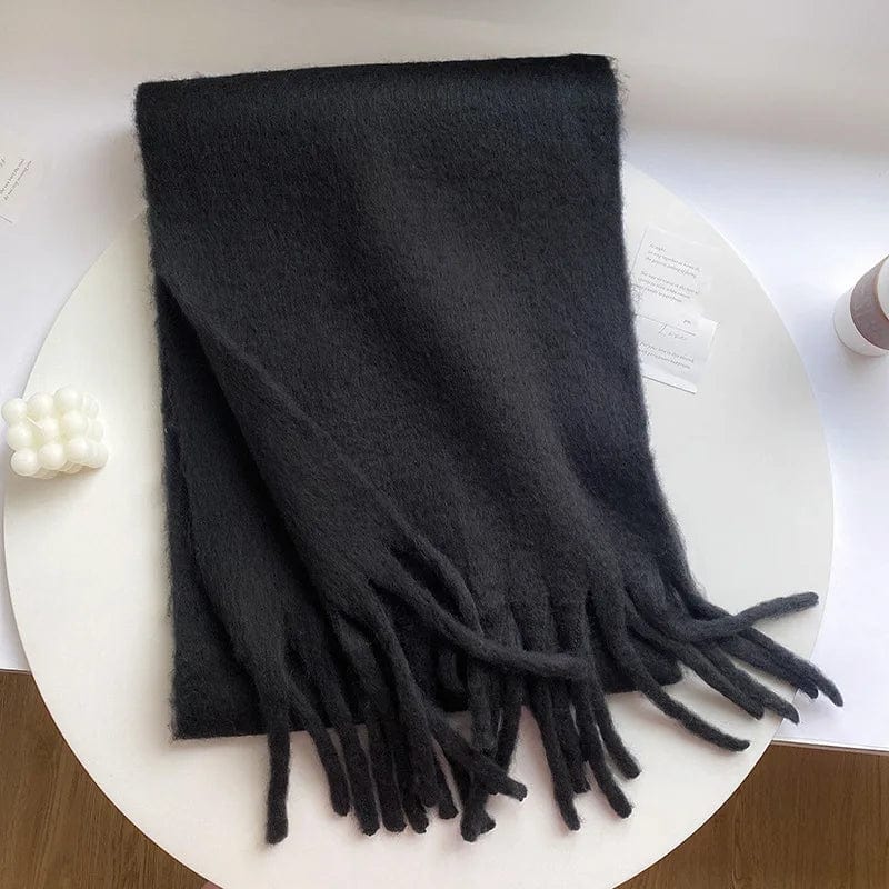 Winter Scarf Women Luxury Autumn Winter Cashmere Scarf Thickened Warm Shawl Classic Tassels Fluffy Scarf Solid Color Soft Shawl - SHOWLU FASHION STORE