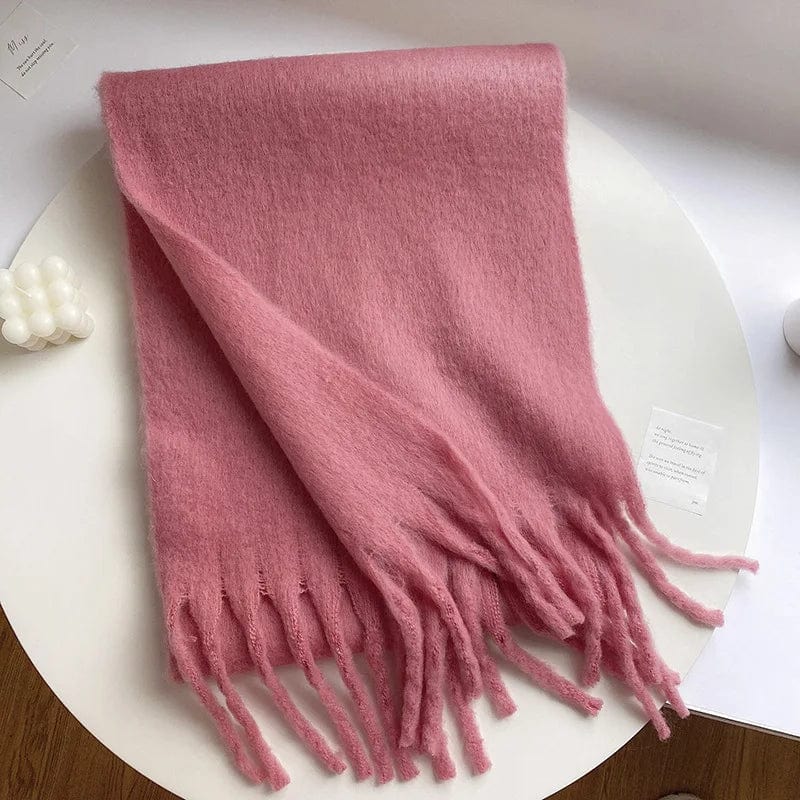 Winter Scarf Women Luxury Autumn Winter Cashmere Scarf Thickened Warm Shawl Classic Tassels Fluffy Scarf Solid Color Soft Shawl - SHOWLU FASHION STORE