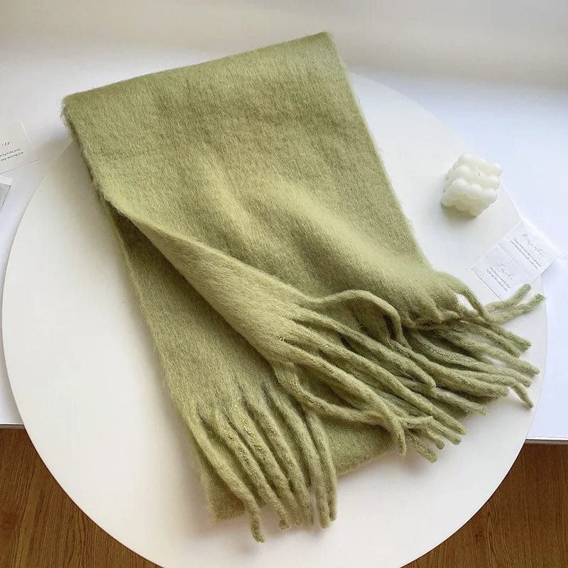 Winter Scarf Women Luxury Autumn Winter Cashmere Scarf Thickened Warm Shawl Classic Tassels Fluffy Scarf Solid Color Soft Shawl - SHOWLU FASHION STORE