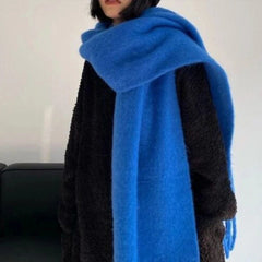 Winter Scarf Women Luxury Autumn Winter Cashmere Scarf Thickened Warm Shawl Classic Tassels Fluffy Scarf Solid Color Soft Shawl - SHOWLU FASHION STORE