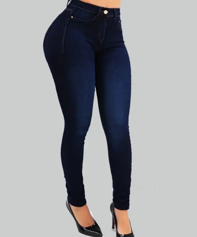 Woman's pure color jeans denim high waist jeans street play cultivate one's morality pants shaping figure with high waist jeans - SHOWLU FASHION STORE