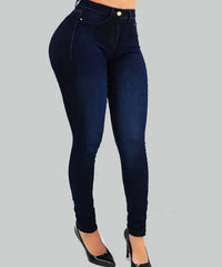 Woman's pure color jeans denim high waist jeans street play cultivate one's morality pants shaping figure with high waist jeans - SHOWLU FASHION STORE