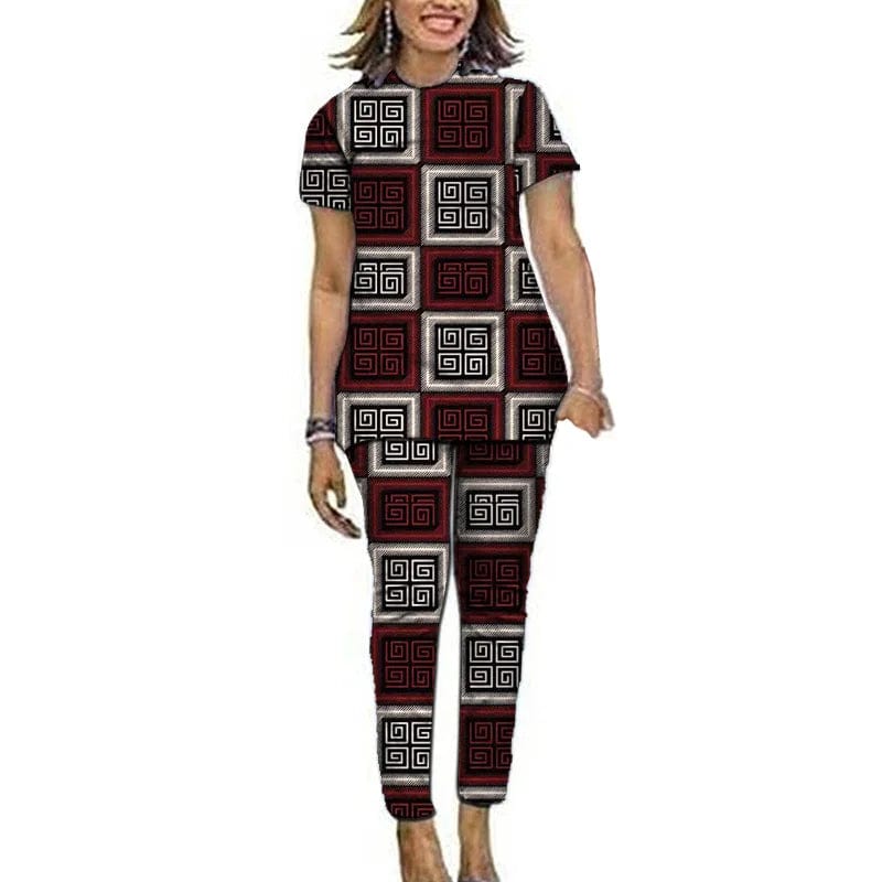 Women African Clothes Short Sleeve Tops Patch Pants Nigerian Fashion Lady's Ankara Outfits Festival Occasion Wear - SHOWLU FASHION STORE