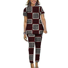Women African Clothes Short Sleeve Tops Patch Pants Nigerian Fashion Lady's Ankara Outfits Festival Occasion Wear - SHOWLU FASHION STORE