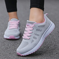Women Casual Shoes Fashion Breathable Walking Mesh Flat Shoes Sneakers Women 2021 Gym Vulcanized Shoes White Female Footwear - SHOWLU FASHION STORE