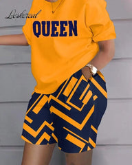 Women Casual Short Sleeve Two Piece Sets Women Outfit 2023 Summer Letter Printed Pocket Suit Female T Shirt Shorts 2 Pieces Set - SHOWLU FASHION STORE