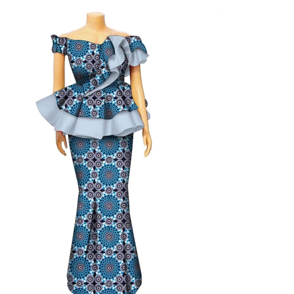 Women Fashion Skirts Set African Clothes O - neck Half Sleeve Dashiki Blouse Tops and Skirts Long Dress African Outfit - SHOWLU FASHION STORE