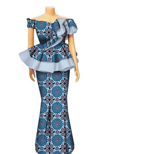 Women Fashion Skirts Set African Clothes O - neck Half Sleeve Dashiki Blouse Tops and Skirts Long Dress African Outfit - SHOWLU FASHION STORE