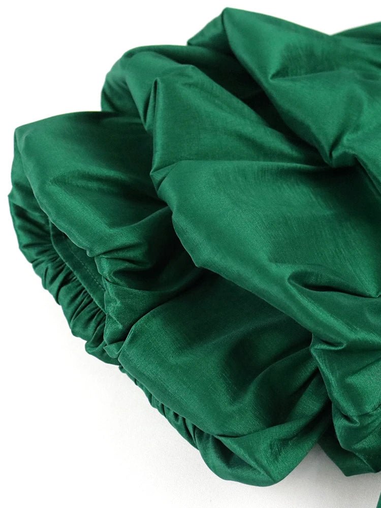 Women Jumpsuits Shiny Skew Collar Puff Sleeves High Waist One Piece Slim Elegant Office Ladies Summer Fashion Party Elegant New - SHOWLU FASHION STORE