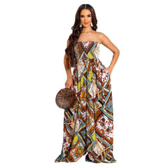 Women Loose One - Piece Wide - Leg Pants Tube Top - SHOWLU FASHION STORE
