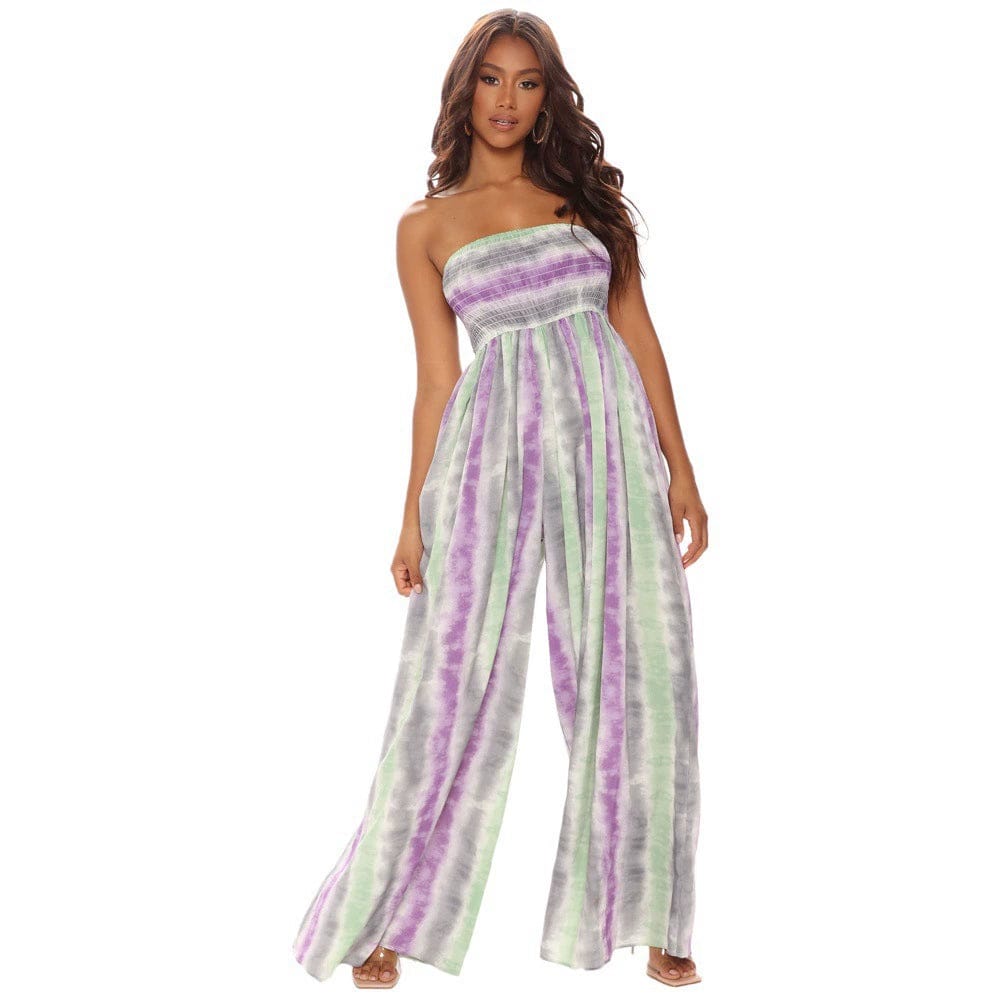 Women Loose One - Piece Wide - Leg Pants Tube Top - SHOWLU FASHION STORE