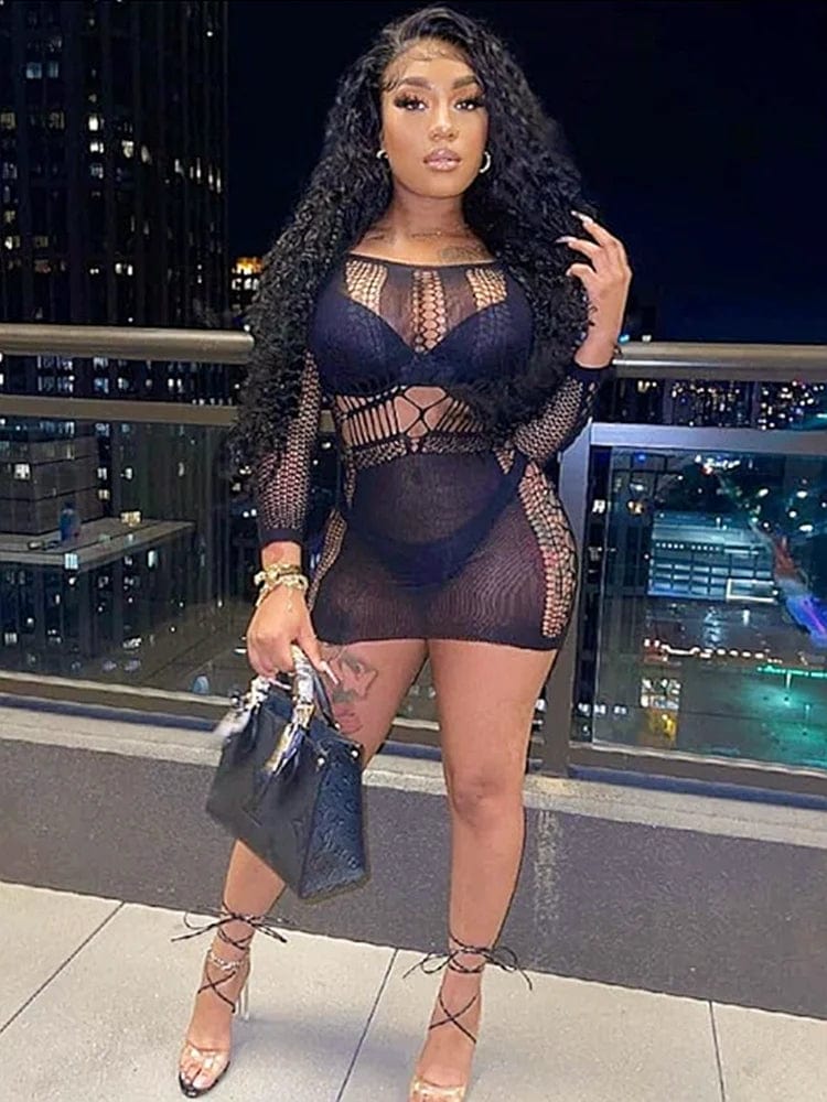 Women Sexy Lingerie Mini Dress Fashion Lace See Through Hollow Out Rompers Hot Sex Bodycon Sexy Babydolls Exotic Bodystocking - SHOWLU FASHION STORE