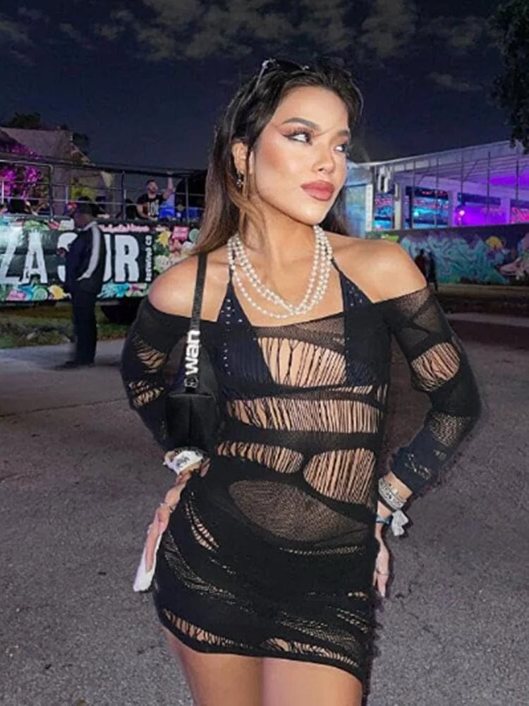 Women Sexy Lingerie Mini Dress Fashion Lace See Through Hollow Out Rompers Hot Sex Bodycon Sexy Babydolls Exotic Bodystocking - SHOWLU FASHION STORE