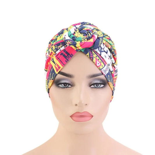 Women tie Turban Hat bohemian style cotton top knot turban african twist headwrap Ladies Hair Accessories India Hat Chemo Cap - SHOWLU FASHION STORE