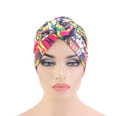 Women tie Turban Hat bohemian style cotton top knot turban african twist headwrap Ladies Hair Accessories India Hat Chemo Cap - SHOWLU FASHION STORE