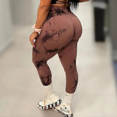 Women Tiedye Gym Leggings Seamless Mujer Push Up Booty Pants Scrunch Sports Fitness High Waist Workout Yoga Leggins Drop Ship - SHOWLU FASHION STORE
