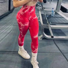 Women Tiedye Gym Leggings Seamless Mujer Push Up Booty Pants Scrunch Sports Fitness High Waist Workout Yoga Leggins Drop Ship - SHOWLU FASHION STORE