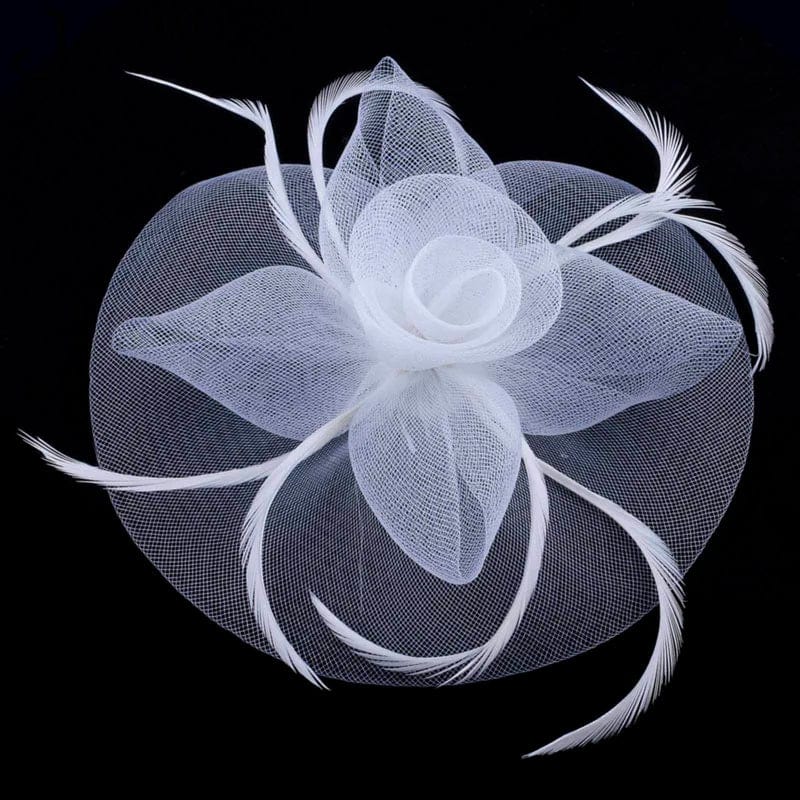 Women Wedding Evening Party Mesh Headband Flower Hat Fascinator Caps Feather Ladies Hat - SHOWLU FASHION STORE