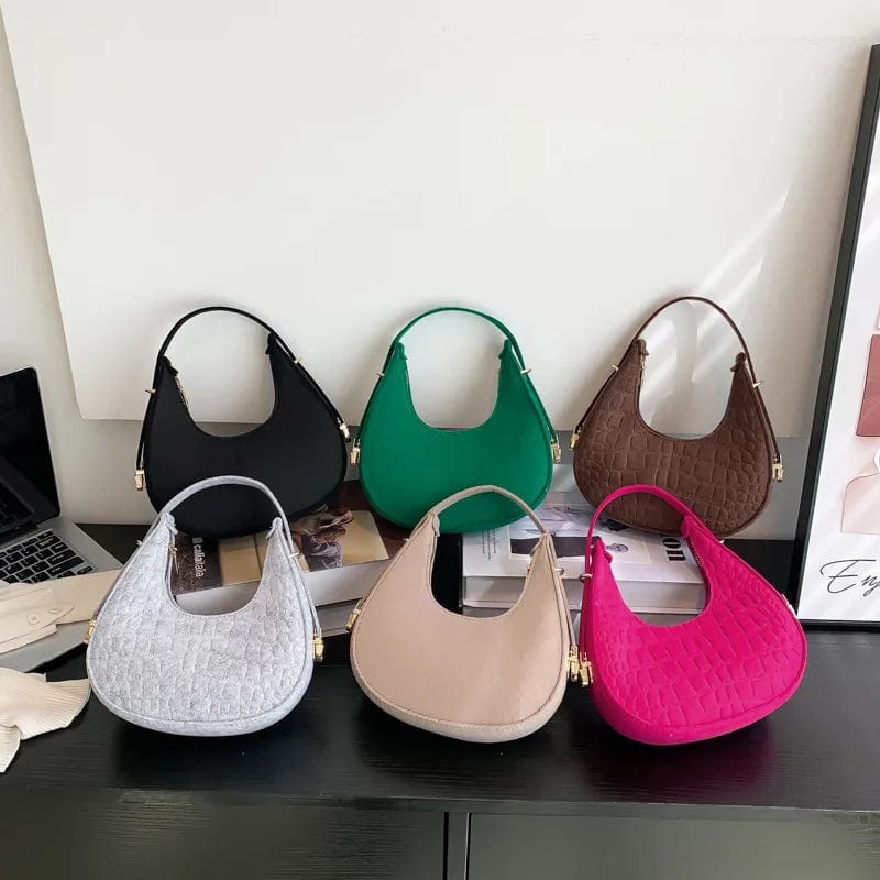 Women's Crocodile Grain Underarm Bags Felt Fashion Shoulder Bag Cute Simple Handbags Female Purses - SHOWLU FASHION STORE