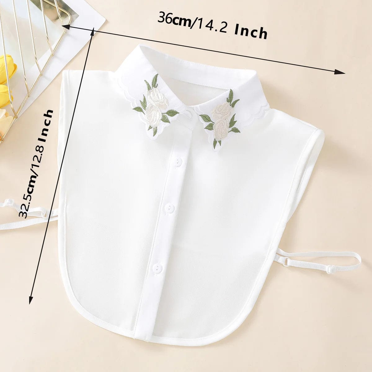 Women's Embroidered Apricot Rose Collar with Sweater Dase shirt, Versatile and Detachable decorative Chiffon Fake Collar - SHOWLU FASHION STORE