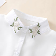 Women's Embroidered Apricot Rose Collar with Sweater Dase shirt, Versatile and Detachable decorative Chiffon Fake Collar - SHOWLU FASHION STORE