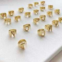Women's Exaggerated Gold - Plated Open Adjustable Ring with Letters - SHOWLU FASHION STORE
