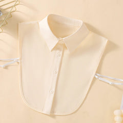 Women's Half Shirt Style Fake Collar Professional Casual Decoration Collar Chiffon White Blue Pink Khaki Four Piece Set - SHOWLU FASHION STORE