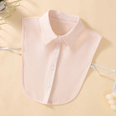 Women's Half Shirt Style Fake Collar Professional Casual Decoration Collar Chiffon White Blue Pink Khaki Four Piece Set - SHOWLU FASHION STORE