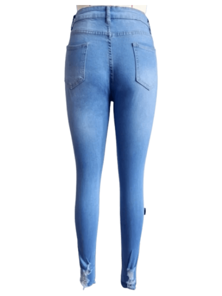 Women's Pocket Ripped Pants High Street Fashion Casual Autumn Solid Color Personalized jeans - SHOWLU FASHION STORE