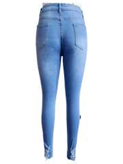 Women's Pocket Ripped Pants High Street Fashion Casual Autumn Solid Color Personalized jeans - SHOWLU FASHION STORE
