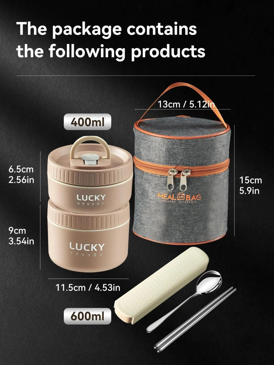 WORTHBUY Insulated Bento Lunch Box With Tableware Microwave Safe Portable 304 Stainless Steel Food Storage Container Stackable - SHOWLU FASHION STORE