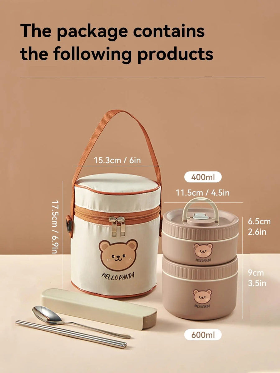 WORTHBUY Portable Insulated Lunch Box 304 Stainless Steel Thermal Bento Box Leak Proof Microwave Safe Salad Food Container Box - SHOWLU FASHION STORE