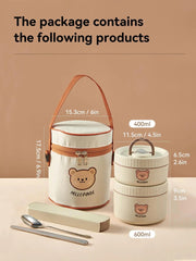 WORTHBUY Portable Insulated Lunch Box 304 Stainless Steel Thermal Bento Box Leak Proof Microwave Safe Salad Food Container Box - SHOWLU FASHION STORE