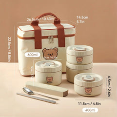 WORTHBUY Portable Insulated Lunch Box 304 Stainless Steel Thermal Bento Box Leak Proof Microwave Safe Salad Food Container Box - SHOWLU FASHION STORE