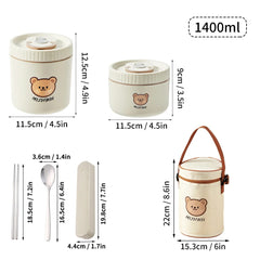WORTHBUY Portable Insulated Lunch Box 304 Stainless Steel Thermal Bento Box Leak Proof Microwave Safe Salad Food Container Box - SHOWLU FASHION STORE