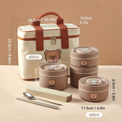 WORTHBUY Portable Insulated Lunch Box 304 Stainless Steel Thermal Bento Box Leak Proof Microwave Safe Salad Food Container Box - SHOWLU FASHION STORE