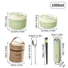 WORTHBUY Portable Sealed Thermal Lunch Box For Kids Stackable Microwave 304 Stainless Steel Bento Box Insulated Food Container - SHOWLU FASHION STORE