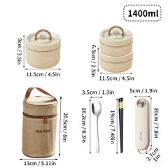 WORTHBUY Portable Sealed Thermal Lunch Box For Kids Stackable Microwave 304 Stainless Steel Bento Box Insulated Food Container - SHOWLU FASHION STORE