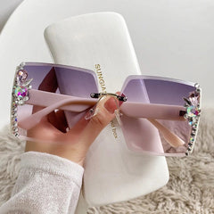 y2k Luxury Diamond Glasses Effect Lady Heart Lenses Sunglasses For Women Driving Eyeglass Female Sun Glasses Black Eyewear - SHOWLU FASHION STORE