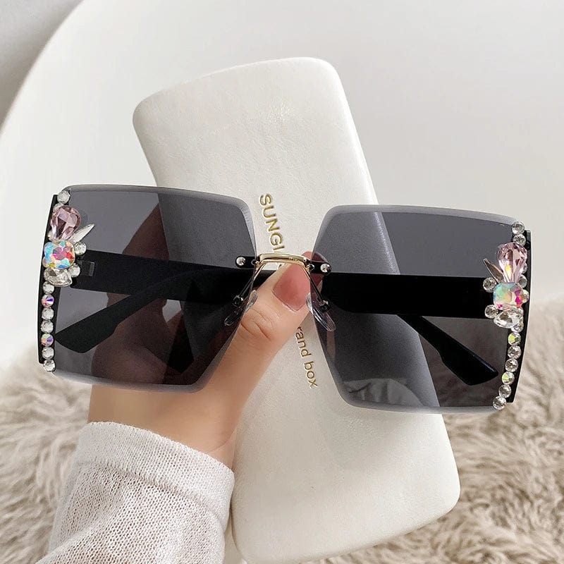 y2k Luxury Diamond Glasses Effect Lady Heart Lenses Sunglasses For Women Driving Eyeglass Female Sun Glasses Black Eyewear - SHOWLU FASHION STORE